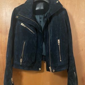Green suede moto jacket